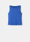 Mango Top Col Bateau In Bleu