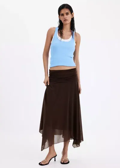 Mango Top Côtelé Ajusté In Blue