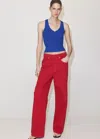 Mango Top Côtelé Boutons In Red