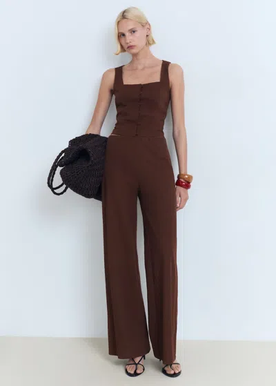 Mango Buttons Cotton Top Chocolate