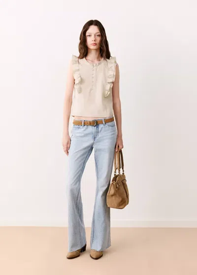 Mango Top Coton Détail Volants In Multi