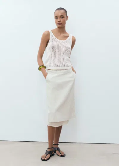 Mango Crochet Top With Straps Off White