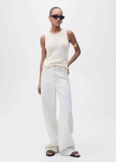 Mango Crochet Top With Straps Ecru