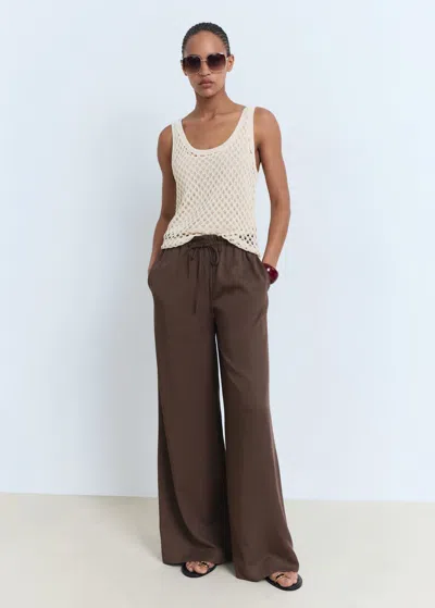 Mango Crochet Top With Straps Ecru In Sand