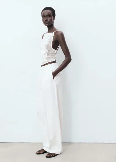 Mango Open-back Crochet Top Off White