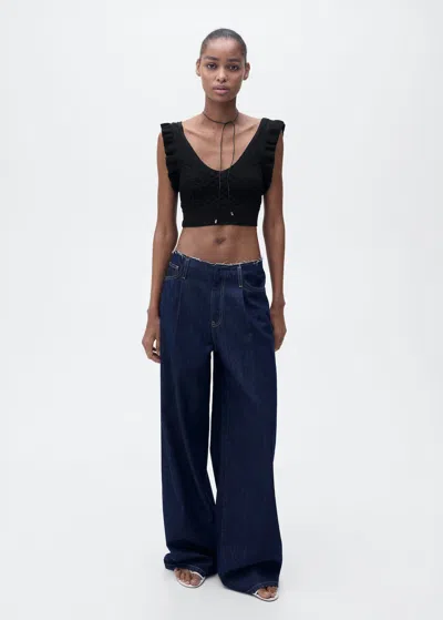 Mango Top Crop Naud Dos Noir - Femme - M -