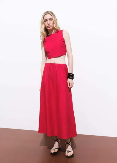 Mango Crop Top With Bow On The Back Red