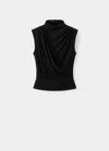 Mango Top Drapé Gaze In Black