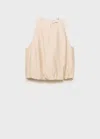Mango Faux Leather Tank In Ecru