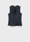 Mango Tie Front Sleeveless Top In Black