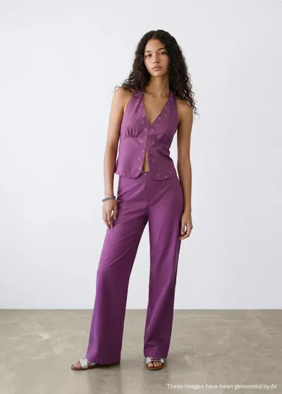 Mango Top Emmanchures Américaines Boutons In Purple