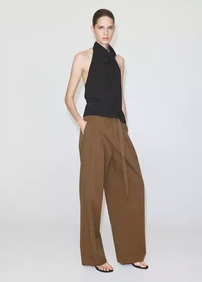 Mango Top Emmanchures Américaines Drapé In Black