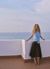 Mango Top Emmanchures Américaines Drapé In Blue