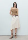 Mango Cross-back Draped Top Sand In Brown