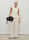 Mango Flared Denim Top Off White
