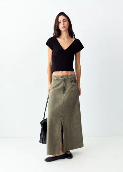 Mango Top En Maille Col V In Noir