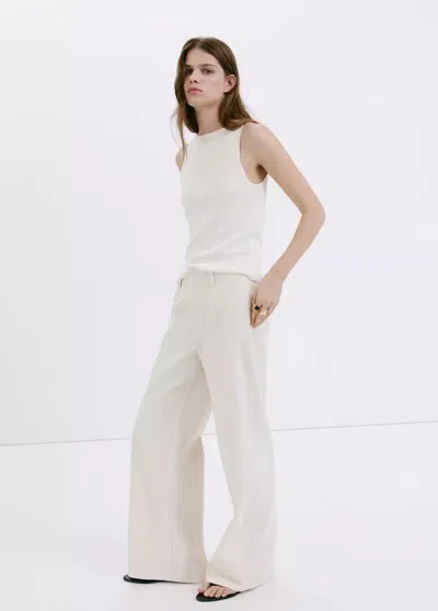 Mango Top En Maille Fine Avec Col Bateau In Neutral