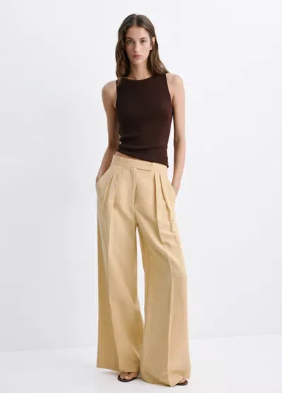 Mango Top En Maille Fine Avec Col Bateau In Brown