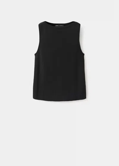 Mango Top En Maille Fine Avec Col Bateau In Blue