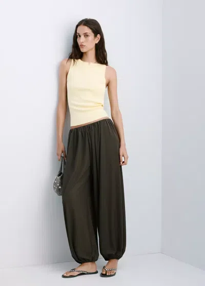 Mango Top En Maille Fine Avec Col Bateau In Yellow