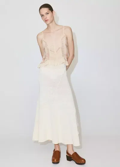 Mango Crinkled Top With Embroidered Details In Ecru