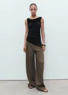 Mango Draped Sleeveless Knit Top In Black