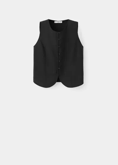 Mango Top Fluide Boutonné In Brown