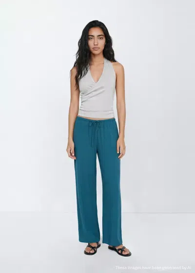 Mango Top Halter Métallisé In White