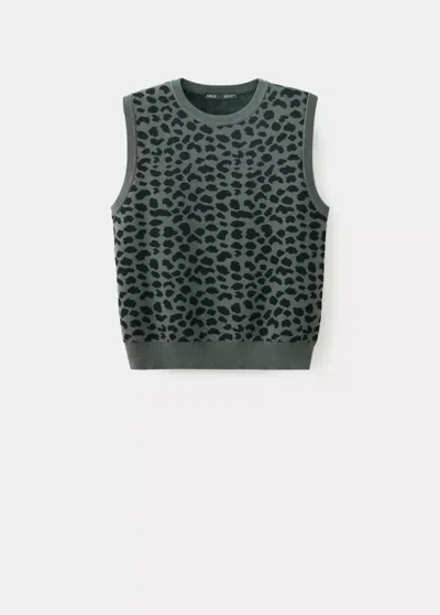 Mango Top Imprimé Pois In Gris Anthracite