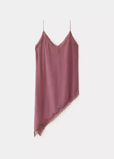 Mango Top Lingerie Dentelle Asymétrique In Rose