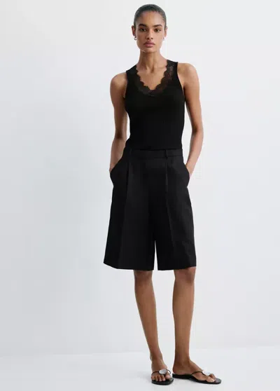 Mango Top Lyocell Dentelle In Black