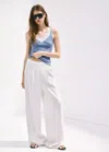 Mango Lace Trim Lyocell Tank In Blue