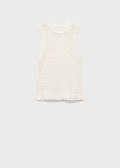 Mango Top Maille Ajourée Écru - Femme - L -  In Sand