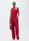 Mango Asymmetrical Knitted Top With Bow Red