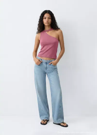 Mango Top Maille Asymétrique In Pink