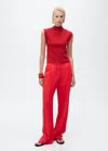 Mango Perkins-neck Knitted Top In Red