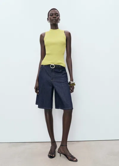 Mango Ribbed Knit Top Lime