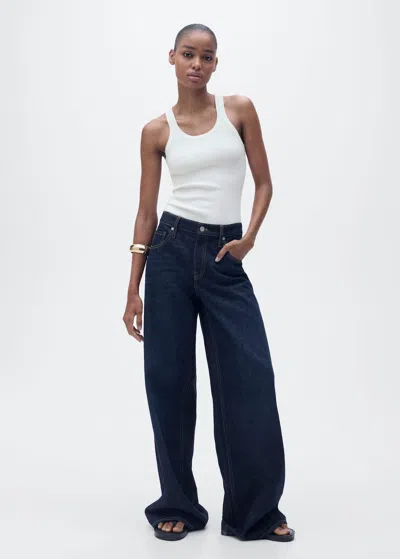 Mango Ribbed Knit Top Ecru