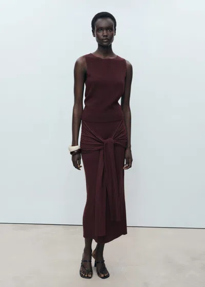Mango Fine Ribbed Knit Top Chocolate