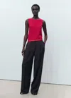 Mango Fine Ribbed Knit Top Fuchsia In Pink
