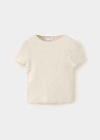 Mango Kids' Top Maille Côtelée In Sand