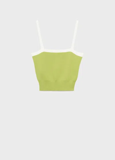 Mango Top Maille Dos Croisé Vert Pastel - Femme - L -  In Green