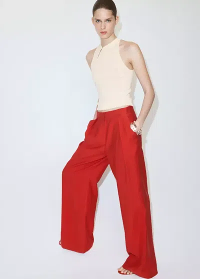 Mango Halter Neck Knitted Top In White