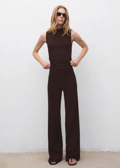Mango Fine-knit Top In Brown