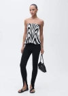 Mango Zebra Strapless Top Black