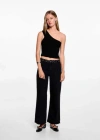 MANGO PLAIN ASYMMETRICAL TOP BLACK