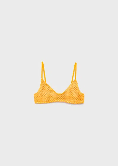 Mango Haut Bikini Jaune Pastel - Femme - L -