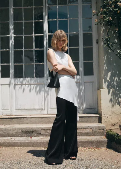 Mango Asymmetrical Satin Top White