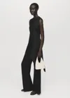 Mango Asymmetrical Satin Top In Black