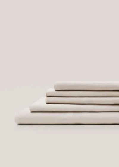 Mango Top Sheet 100% Linen 180cm Bed Beige In White